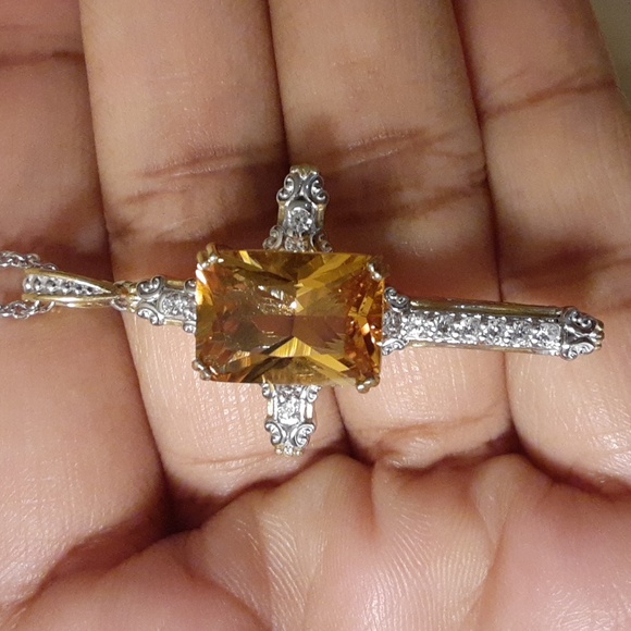 925 Genuine Fire Citrine and Untreated White Zircons.PRICE IS FIRM. - Picture 6 of 17